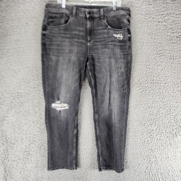 Chicos Jeans Womens 2 US 12 Black Stretch High Rise Boyfriend Ankle *GUC* - Picture 1 of 15